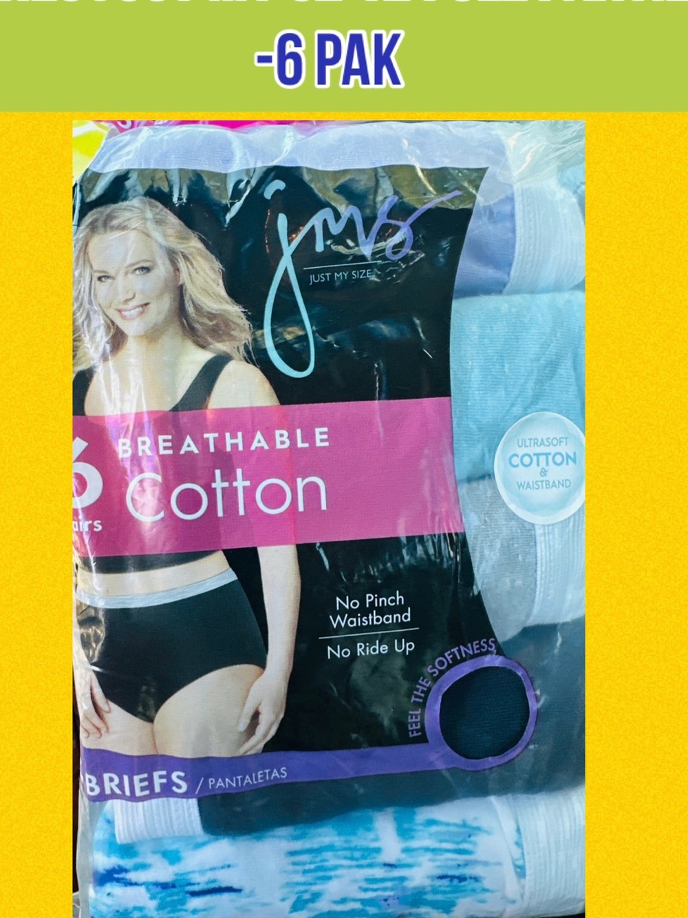 Hanes Just My Size Breathable Cotton Briefs - Multi Color 6-Pack size 10